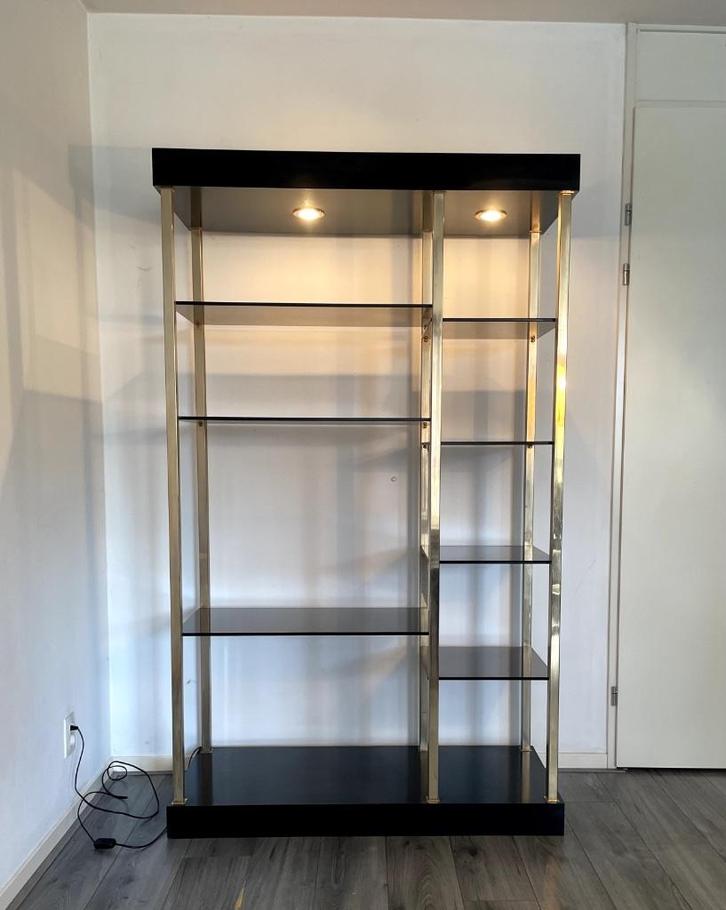 Belgo Chrom jaren 70, vitrinekast, Huis en Inrichting, Kasten | Vitrinekasten, Gebruikt, 200 cm of meer, 100 tot 150 cm, 25 tot 50 cm