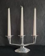 Lutz & Weiss Art Deco drie lichts verzilverde kandelaar., Antiek en Kunst, Ophalen of Verzenden, Glas
