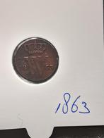 Halve cent 1863 koning Willem III, Postzegels en Munten, Munten | Nederland, Ophalen of Verzenden, Koning Willem III, Overige waardes