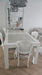 Eetkamer tafel met 4 stoelen. 2 meter lang 1 meter breed, 4 tot 6 stoelen, Gebruikt, Ophalen
