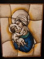 Icoon Maria met kind Opaline-Gebroeders van Paridon, Antiek en Kunst, Ophalen of Verzenden
