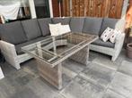 Luxe loungeset met verstelbare rugleuningen + glazen tafel, Tuin en Terras, Tuinsets en Loungesets, 5 zitplaatsen, Gebruikt, Ophalen of Verzenden