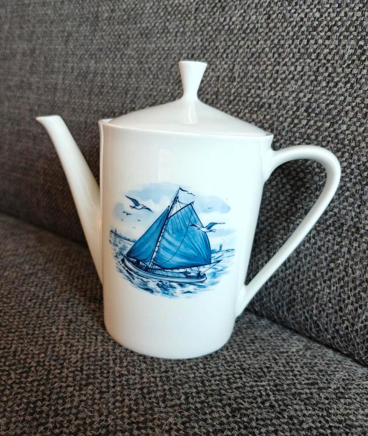 Vintage Bavaria Theepot Delfts Blauw Zeilschip, Antiek en Kunst, Antiek | Servies los, Ophalen of Verzenden