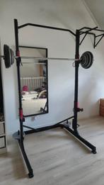 Domyos squat rack 500 incl halterstang en gewichtschijven, Sport en Fitness, Fitnessmaterialen, Ophalen, Zo goed als nieuw