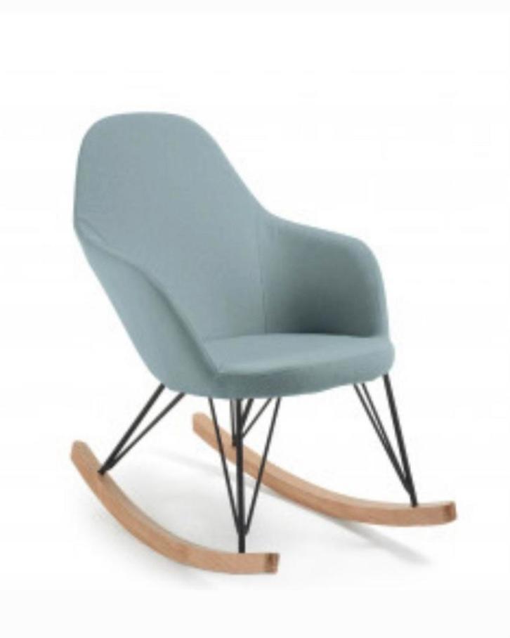 Mintgroene-blauwe schommelstoel, Huis en Inrichting, Stoelen, Zo goed als nieuw, Eén, Metaal, Stof, Overige kleuren, Ophalen