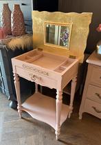 Brocante make-up tafeltje, klein oud roze kaptafeltje VdlM, Ophalen
