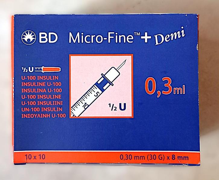 175 BD Micro-Fine U-100 insulinenaalden, 30 G, 8 mm, 0,3 ml, Diversen, Verpleegmiddelen, Ophalen of Verzenden