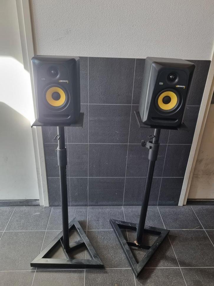 KRK Rokit 5 Speakers + Stands + Kabels, Audio, Tv en Foto, Luidsprekers, Gebruikt, Front, Rear of Stereo speakers, Minder dan 60 watt