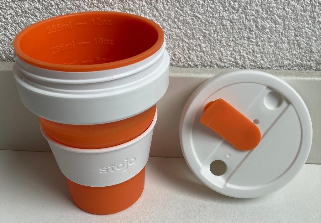 Stojo Opvouwbare reisbeker/-mok |Pocket Cup/On The Go, 355ml, Ophalen of Verzenden, Nieuw, Oranje, Beker of Kan