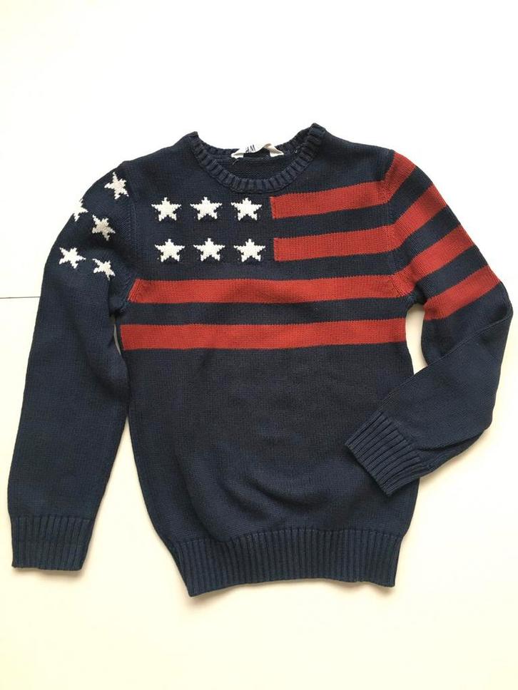 H&M tricot katoenen trui vlag 122 128, Kinderen en Baby's, Kinderkleding | Maat 122, Gebruikt, Jongen, Trui of Vest, Ophalen of Verzenden