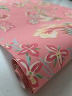 Rol behang van Thibaut, roze met bloemen en vogels, Ophalen of Verzenden, Minder dan 10 m², Roze