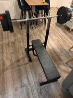 Gorilla Bankdrukbank met Gewichten en Dumbells, Ophalen, Gebruikt, Krachtstation, Armen