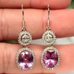 oorbellen 925 zilver met roze Topaas mooie flonkering top, Hangers, Nieuw, Ophalen of Verzenden, Roze
