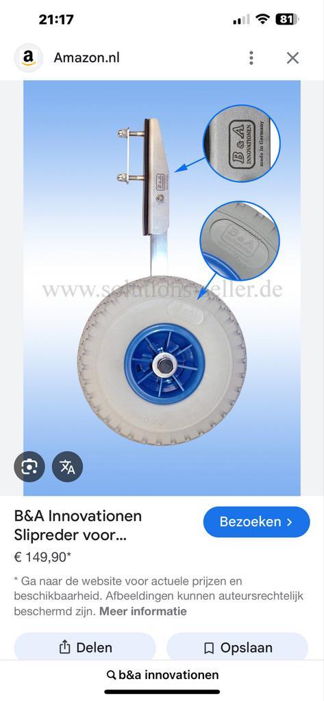 B&A Innovationen Wielen voor Opblaasboot, Watersport en Boten, Bootonderdelen, Gebruikt, Overige typen, Zeilboot of Motorboot