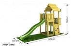 Jungle gym cubby blauwe glijbaan, Ophalen, Gebruikt, Hout