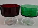Vintage Luminarc Coupes - Rood & Groen, Huis en Inrichting, Lampen | Vloerlampen, Gebruikt, Vintage, Ophalen of Verzenden, Glas