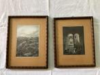 2 Antieke Schilderijen afbeelding oude Gravures.Houten lijst, Ophalen of Verzenden