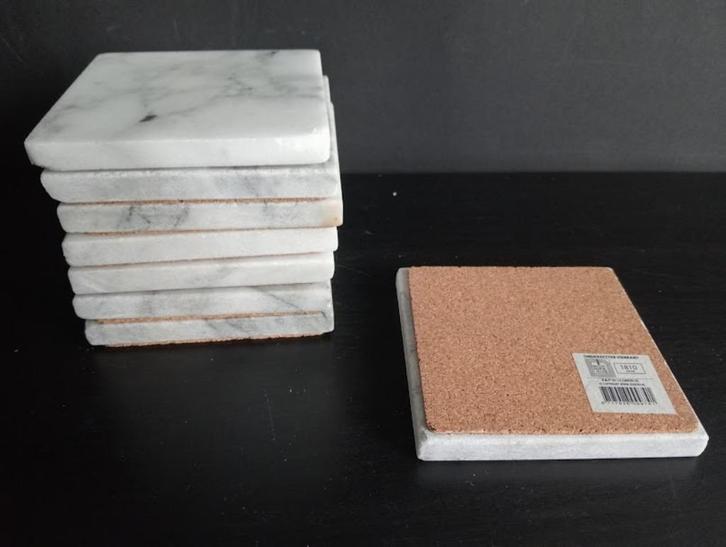 Marmeren onderzetters, Huis en Inrichting, Woonaccessoires | Onderzetters, Zo goed als nieuw, Glas of Kopje, Ophalen of Verzenden