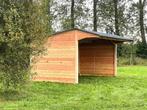 Schuilstal 3x6 + luifel 1,3m in massief Douglashout, Dieren en Toebehoren, Stalling en Weidegang, Weidegang, 2 of 3 paarden of pony's