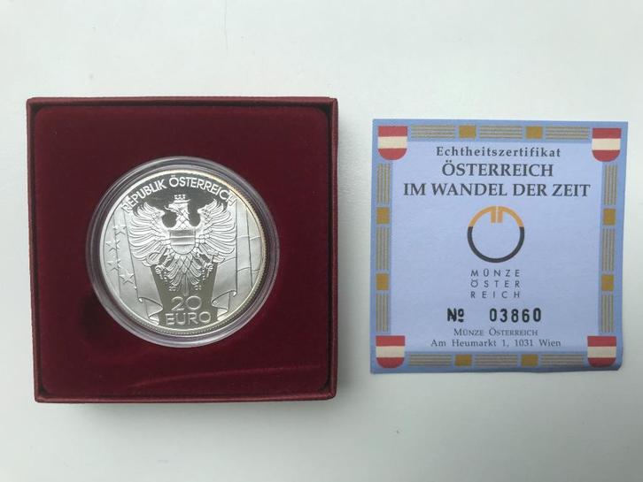 Oostenrijk 2003 Die Nachkriegszeit 20 euro zilver, Postzegels en Munten, Munten | Europa | Euromunten, Setje, Overige waardes