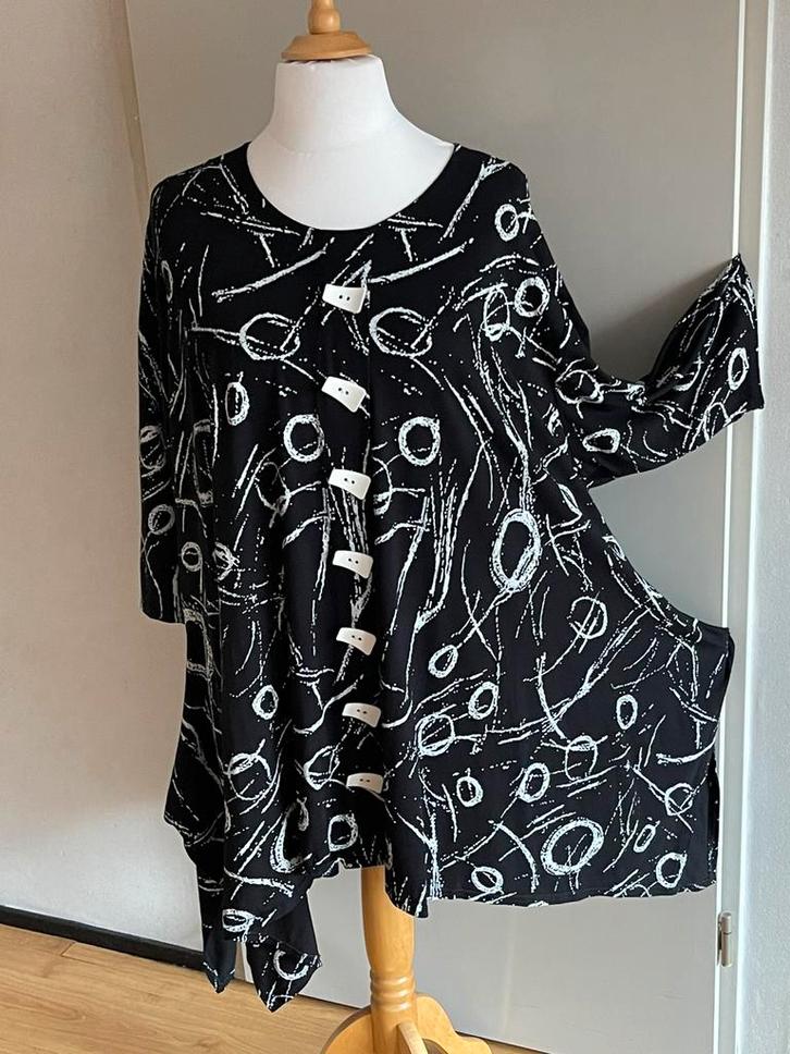 Peet: Apart zwart wit Naveed tuniek GERESERVEERD voor HE, Kleding | Dames, Grote Maten, Zo goed als nieuw, Blouse of Tuniek, Zwart