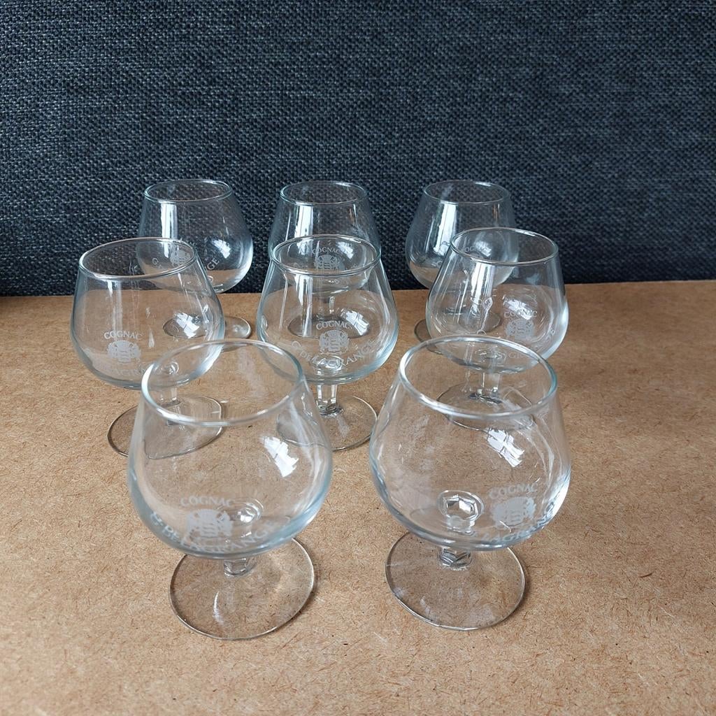 Set van 8 Cognac G. De Lagrange Glazen, Ophalen of Verzenden
