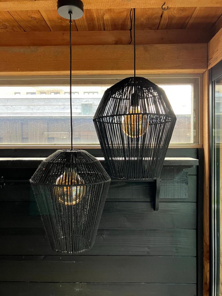 Hanglampen (2)zwart, 25 tot 50 cm, Zwart, Rond, Ophalen of Verzenden