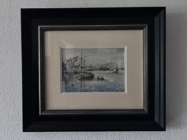 Evert Moll - Havengezicht, Antiek en Kunst, Kunst | Schilderijen | Klassiek, Ophalen