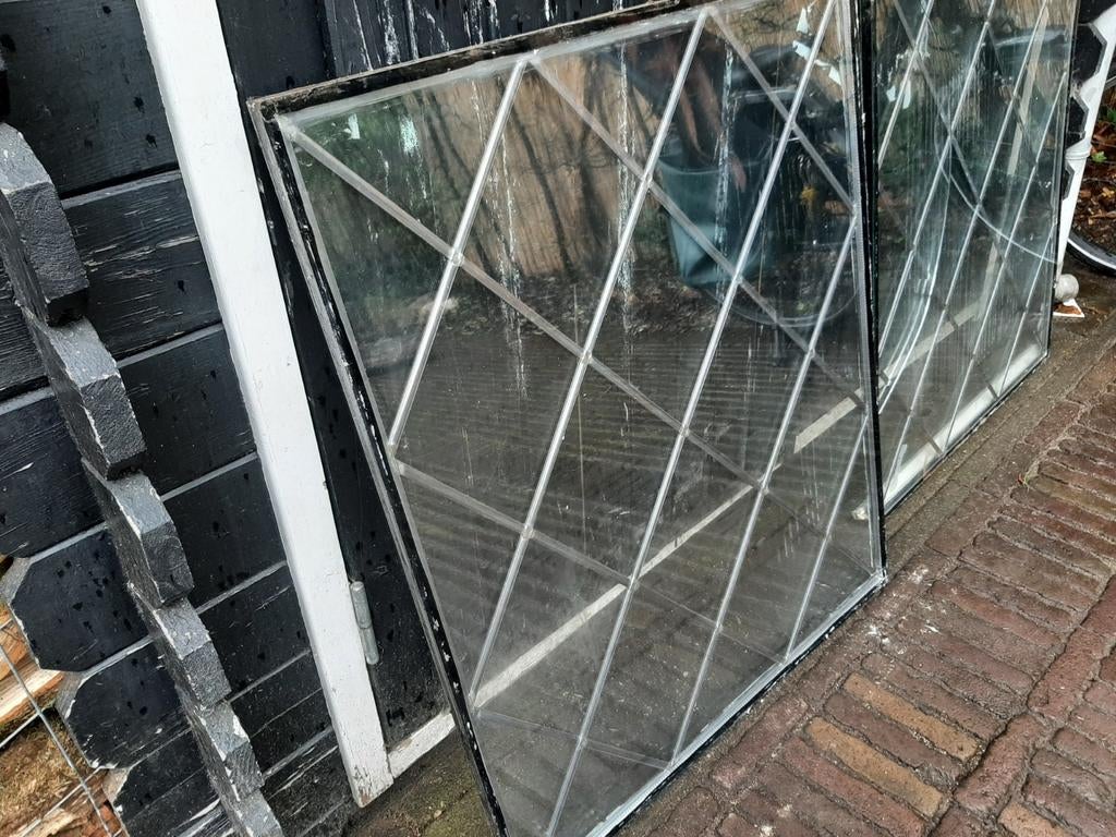 2 stuks glas-in-loodramen, Doe-het-zelf en Verbouw, Glas en Ramen, Ophalen, Gevelraam of Ruit, Gebruikt, Minder dan 80 cm