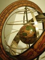 OUDE ITALIAANSE ARMILLARIUM PLANETARIUM HOUT/METAAL 35X20 CM, Gebruikt, Ophalen of Verzenden, Interactief, Italië