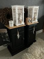 Nachtkastjes Black & Wood & Tuigleer Kastjes, Huis en Inrichting, Ophalen of Verzenden, Zo goed als nieuw