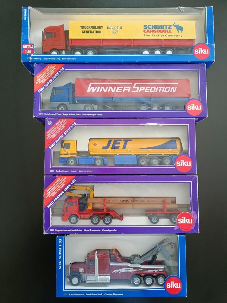 Siku Super serie vrachtwagens - 5 stuks in doos., Ophalen of Verzenden, Zo goed als nieuw, Bus of Vrachtwagen, SIKU
