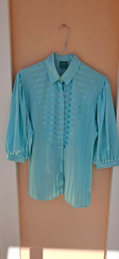 Vintage blouse, maat 38/M - mintgroen - 3/4 mouw - gestreept, Kleding | Dames, Maat 38/40 (M), Canda Fashion GmbH, Ophalen of Verzenden