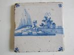 een 17e eeuwse tegel met een vissend mannetje., Ophalen of Verzenden