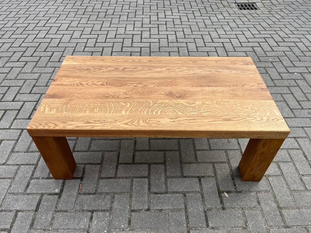 Handgemaakte salontafel eikenhout, Ophalen, 100 tot 150 cm, Eikenhout, 50 tot 100 cm