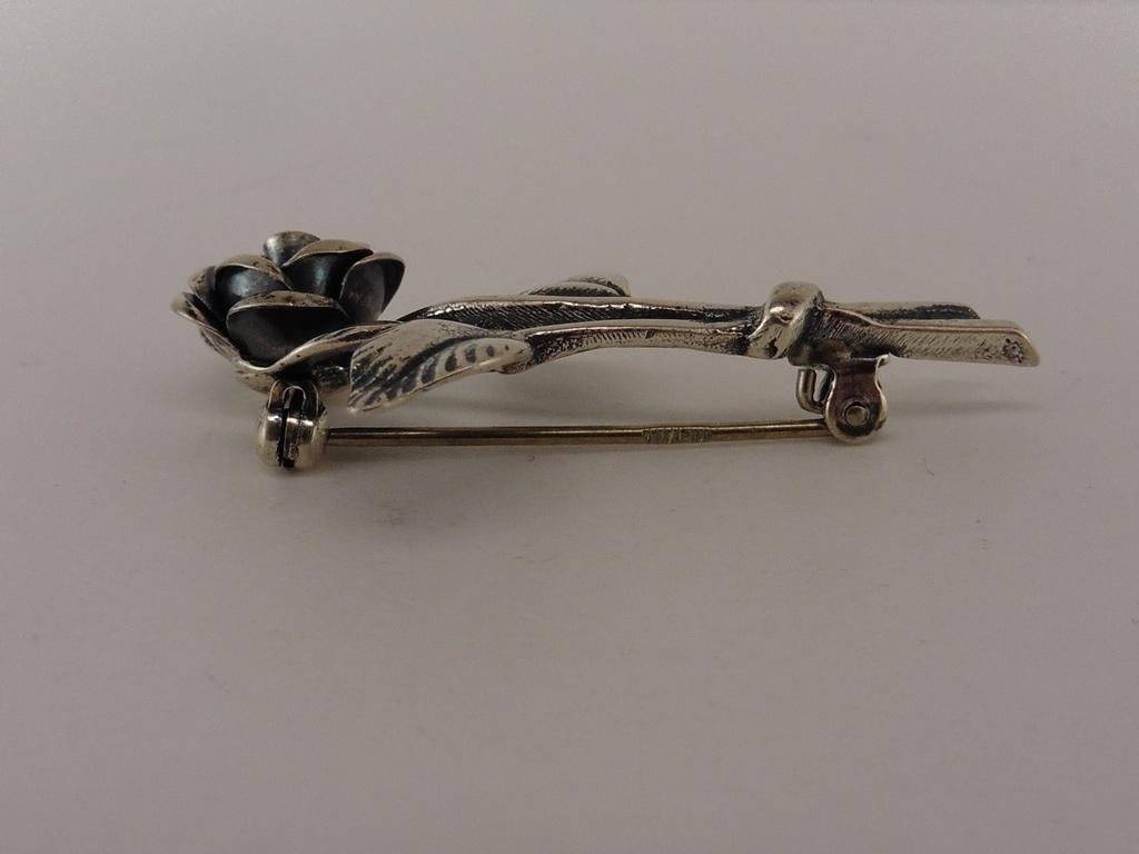 Zilveren Teka broche roosje                              Z79, 4 tot 7 cm, Gebruikt, ., Ophalen of Verzenden