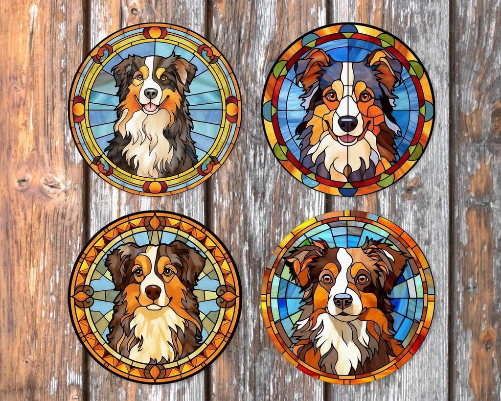 Australian Shepherd Glas in Lood onderzetters met houder, Ophalen of Verzenden, Nieuw, Glas of Kopje