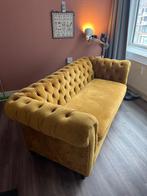 Chesterfield Bank Suede Oker Geel, Ophalen, Gebruikt, 150 tot 200 cm, Chesterfield