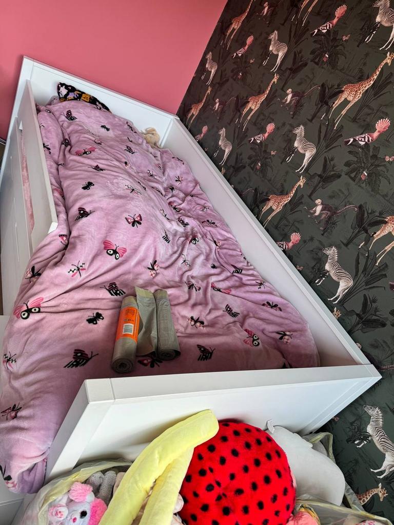 Wit bed met lades en uitvalbeveiliging - Zo goed als nieuw, Eenpersoons, Wit, Ophalen of Verzenden, Zo goed als nieuw