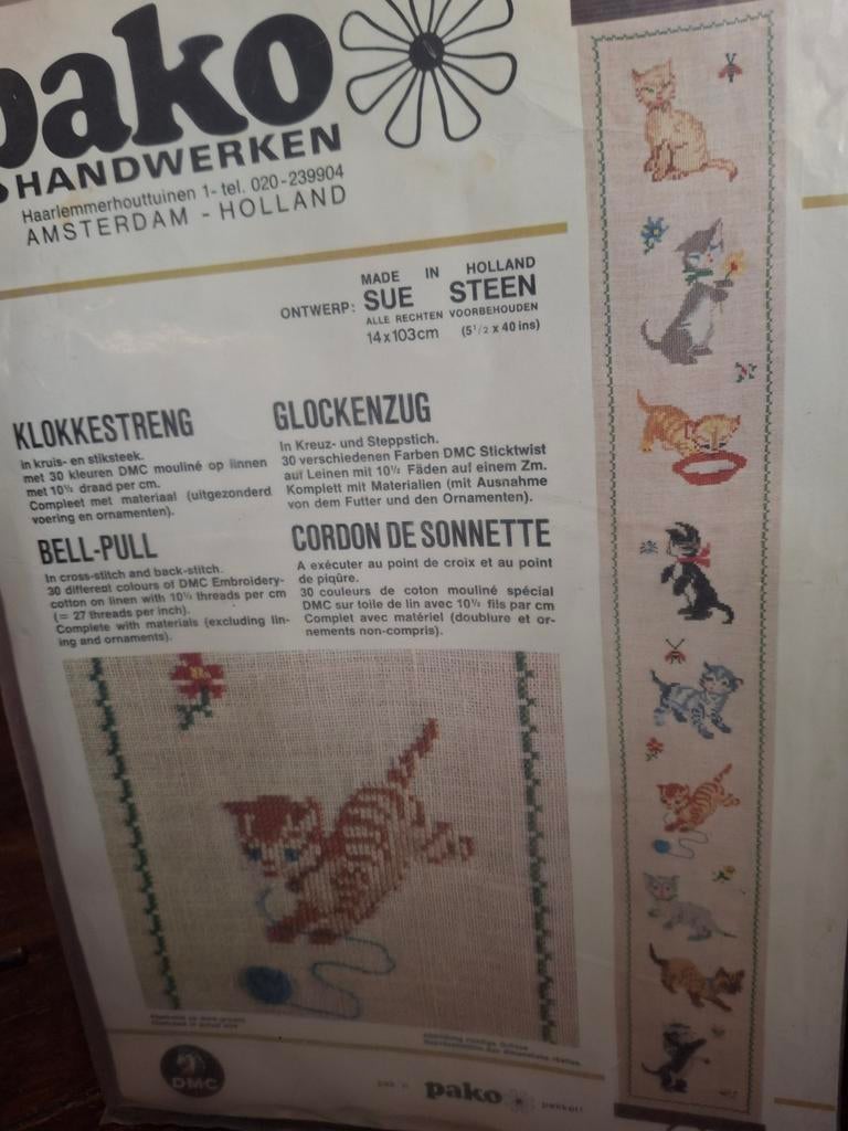 Schellekoord poesjes, Hobby en Vrije tijd, Borduren en Borduurmachines, Ophalen of Verzenden, Nieuw, Borduurpakket