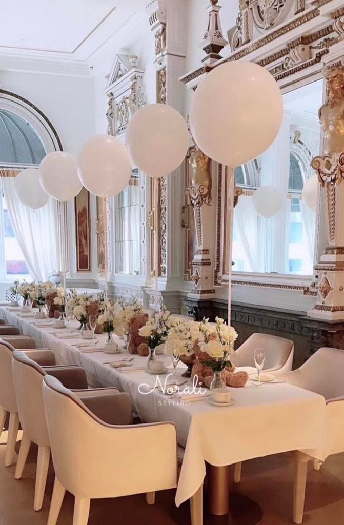 Babyshower tafel decoratie zetting balon teddy beige, Hobby en Vrije tijd, Feestartikelen | Verhuur, Ophalen, Zo goed als nieuw