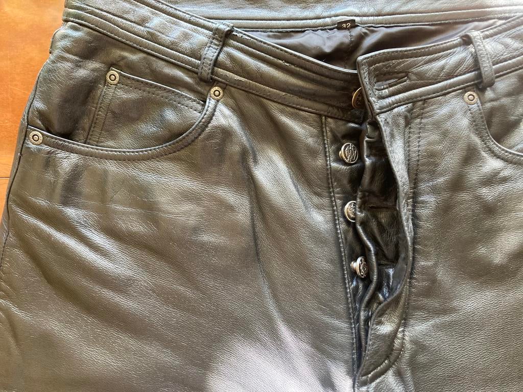 Boterzachte Raberg leren jeans maat 32 €37,50inclverzpost nl, Verzenden, Zo goed als nieuw, Overige maten, Zwart