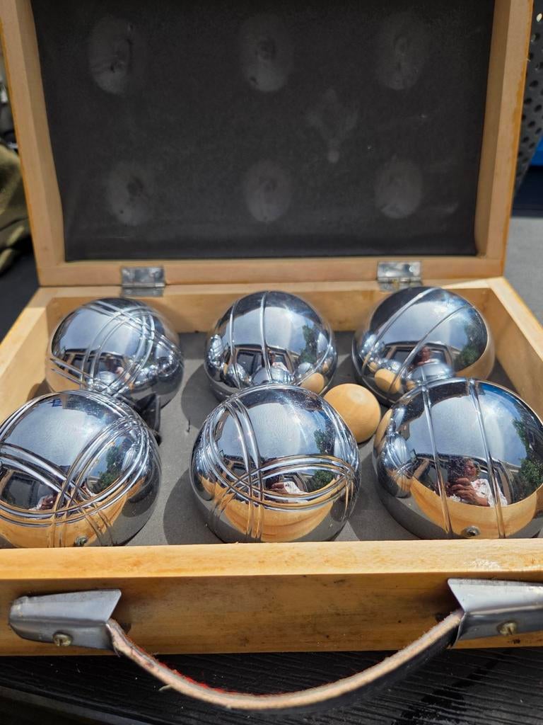 Petanque set in houten kist - 6 ballen en but, Ophalen of Verzenden, Nieuw