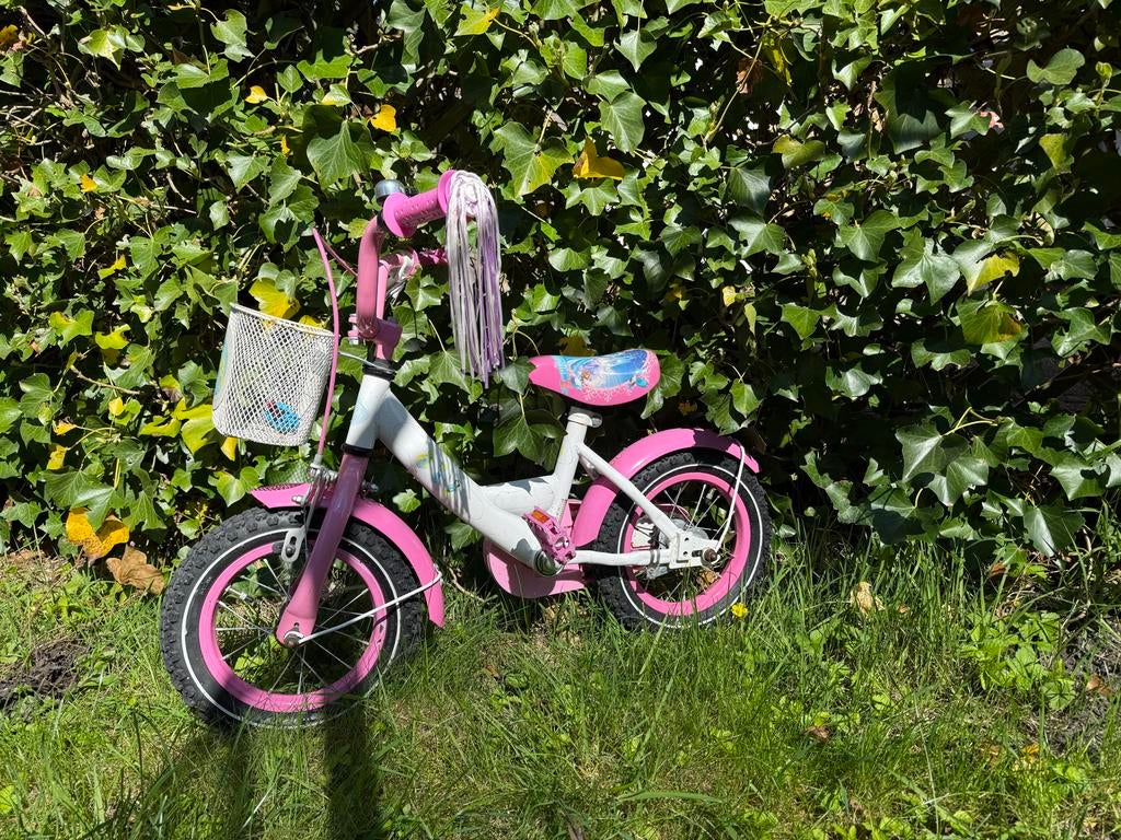 Roze kinderfiets 12 inch met mandje, Fietsen en Brommers, Fietsen | Kinderfietsjes, Terugtraprem, Zijwieltjes, Gebruikt, Ophalen of Verzenden