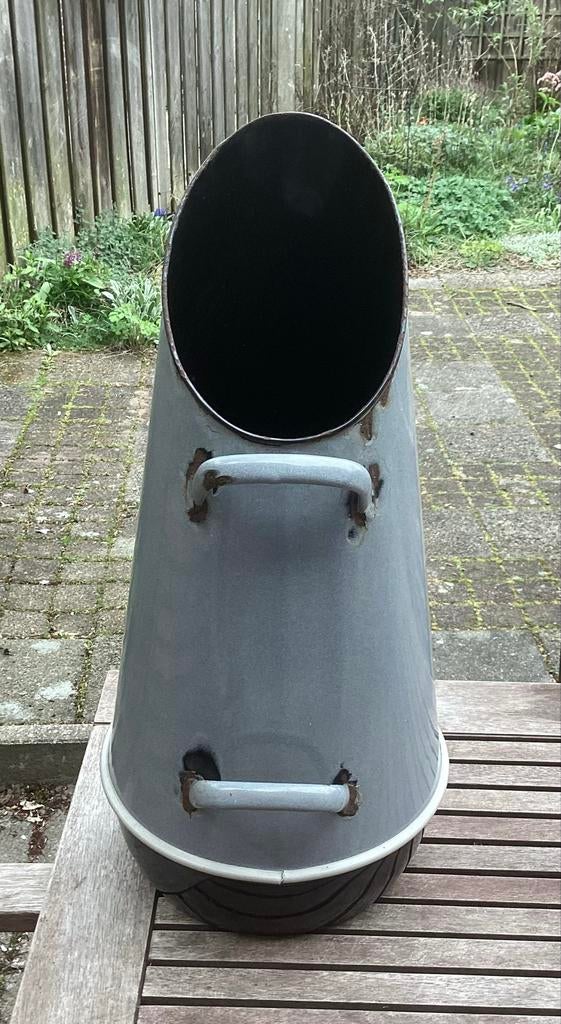 Vintage geëmailleerde kolenkit - Grijs, Antiek en Kunst, Antiek | Emaille, Ophalen of Verzenden