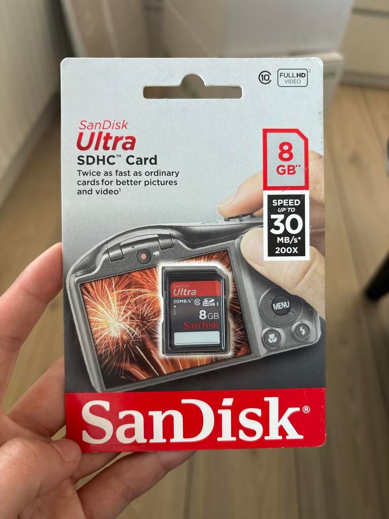 SanDisk Ultra SDHC Geheugenkaart 8GB - 30MB/s, Ophalen, 8 GB, Nieuw, Fotocamera