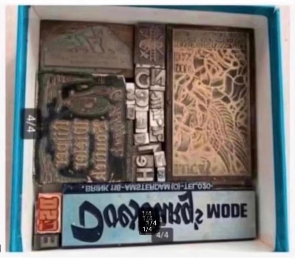 4 x Curiosa cijfers letters drukkerij hoogdruk doos pr.p.st., Ophalen of Verzenden