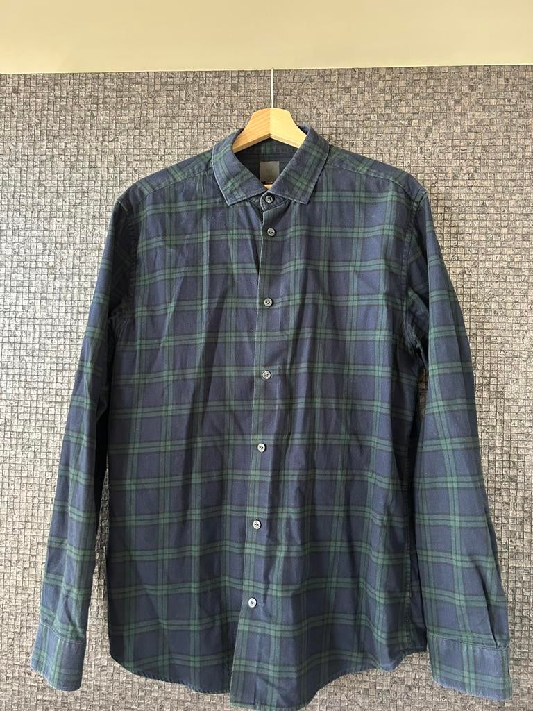 H&M overhemd maat large, Verzenden, Zo goed als nieuw, Blauw, Halswijdte 41/42 (L)