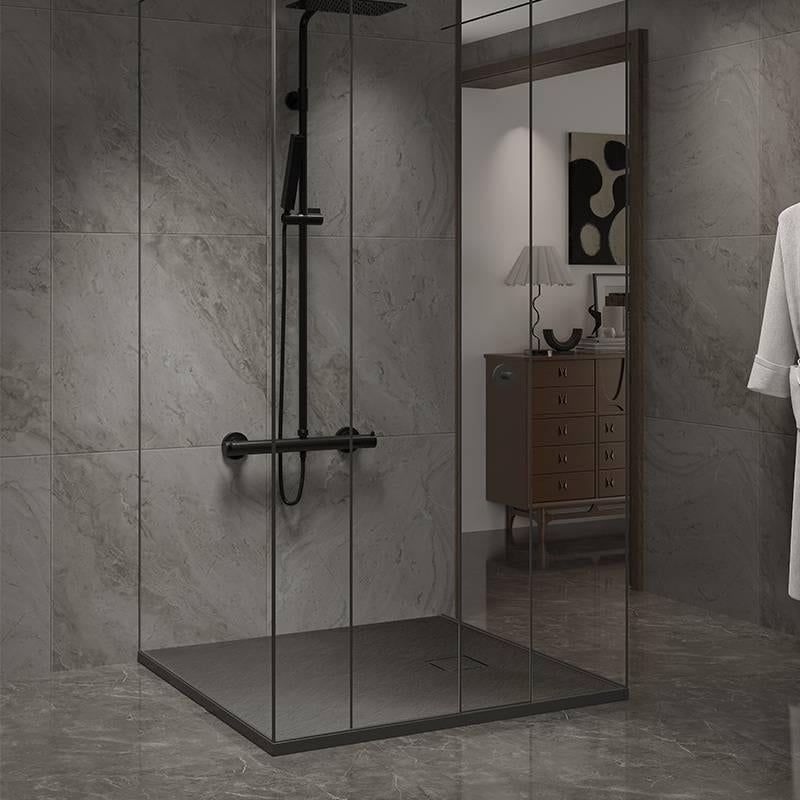 Moderne Zwarte Stone Douchebak 90x90cm met sifon anti slip, Huis en Inrichting, Badkamer | Complete badkamers, Nieuw, Ophalen of Verzenden