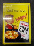 Vintage Kellogg’s Reclamebord – “Send Them Back, Happy”, Ophalen of Verzenden, Nieuw, Reclamebord